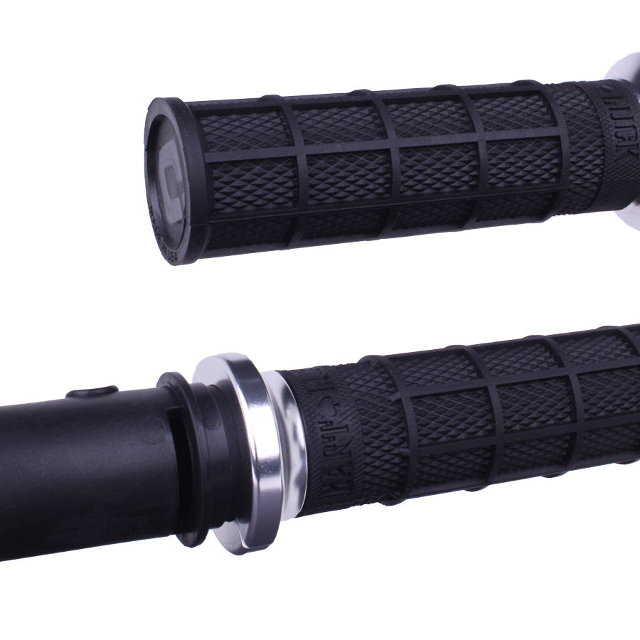 ODI Lock-On Hart-Luck Signature Full-Waffle Grips For 2024-Up-Touring & 2025-Up M8 Softails Black/Silver