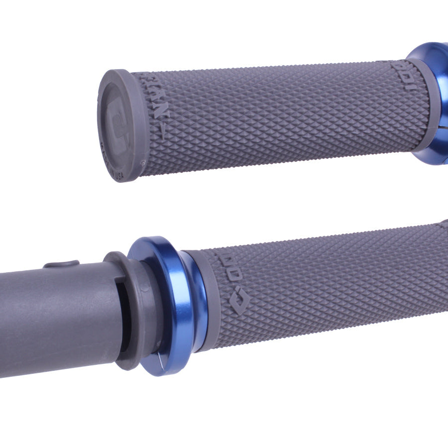 ODI Lock-On Ruffian Grips For 2024-Up-Touring & 2025-Up M8 Softails Graphite/Ano Blue