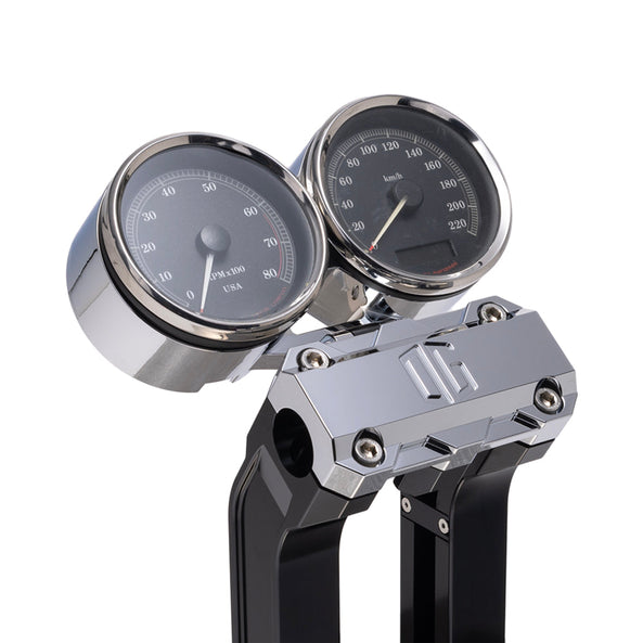 OG Chrome Dual Billet Gauge Pods Rear Mount