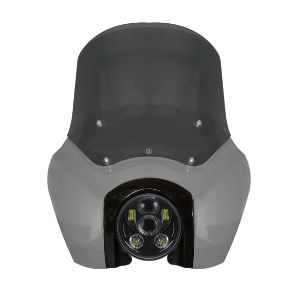 Original Garage Moto Softail Low Rider S Complete T-Sport Fairing Kit - Billiard Gray - 5.75 LED Black