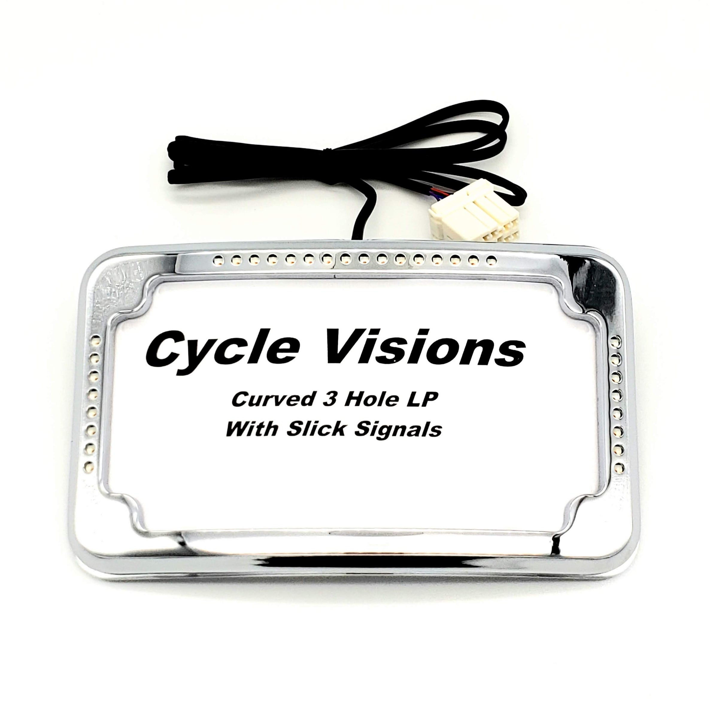 Curved 3-Hole License Plate Mount with Lights for Harley Davidson Motorcycles