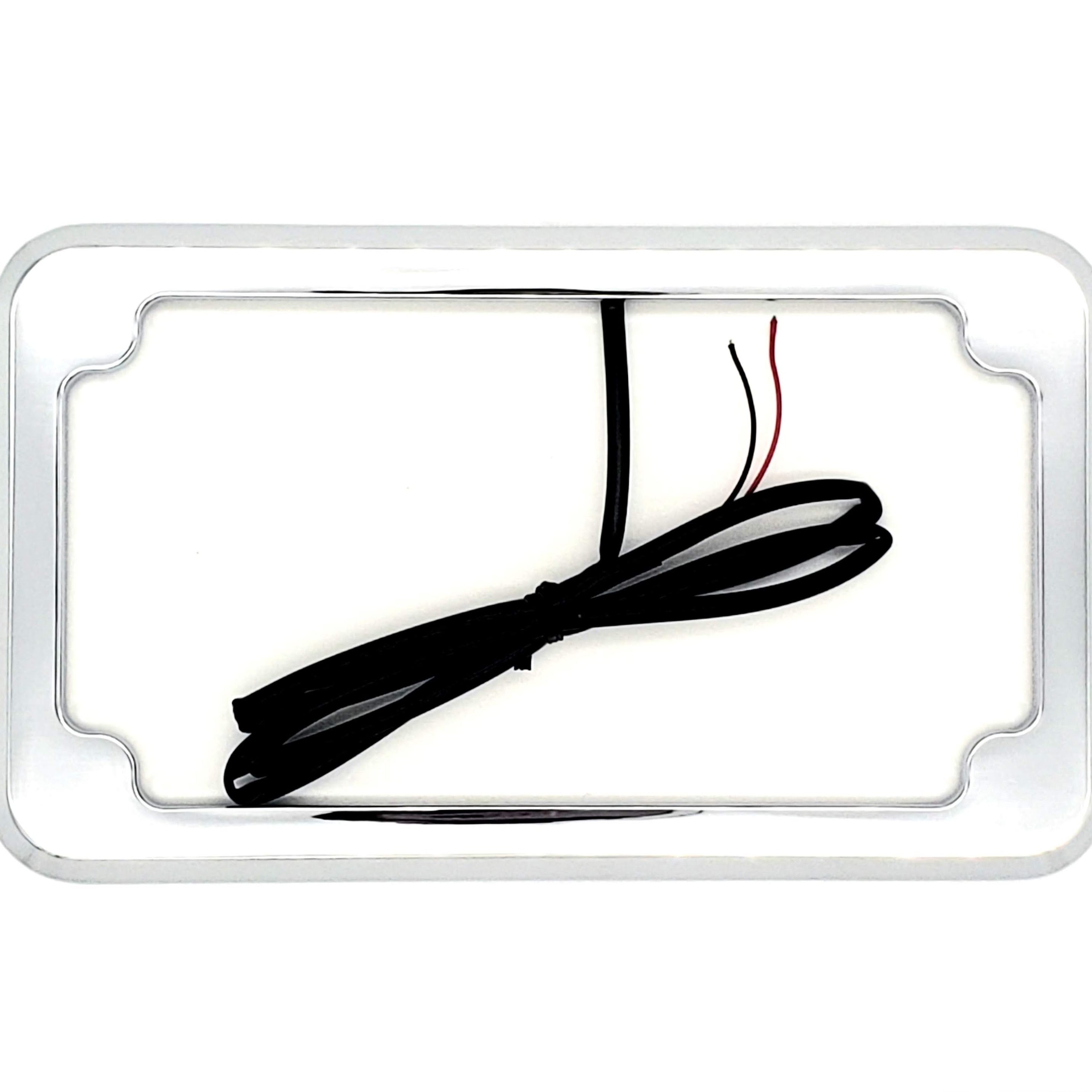 Beveled Blind Hole License Plate Frames W/ License Plate Lights