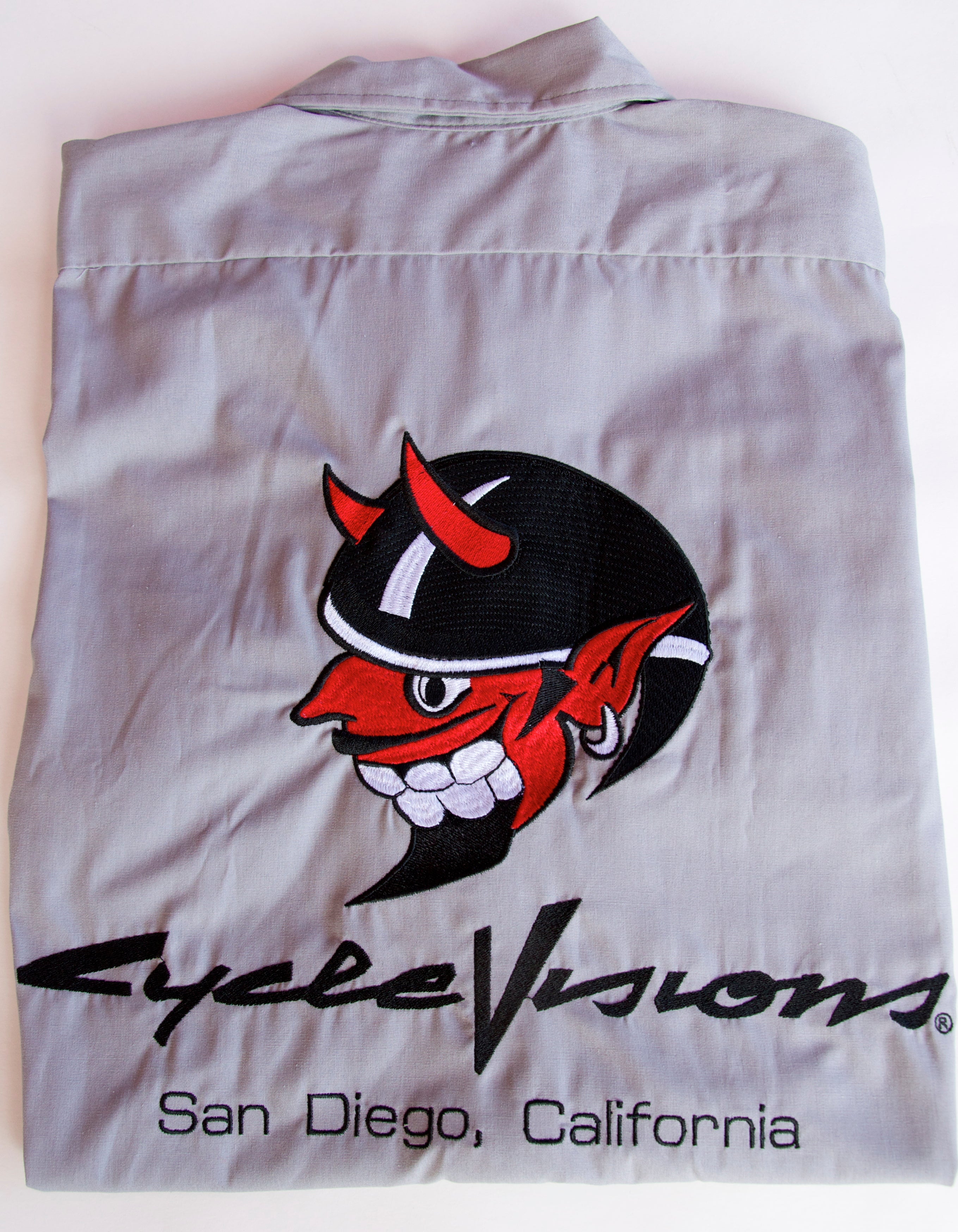 Devil Embroidered Work Shirt (Gray)