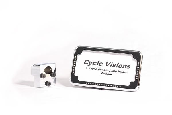 Curved 3-Hole License Plate Mount & Frame with Lights for Harleys
