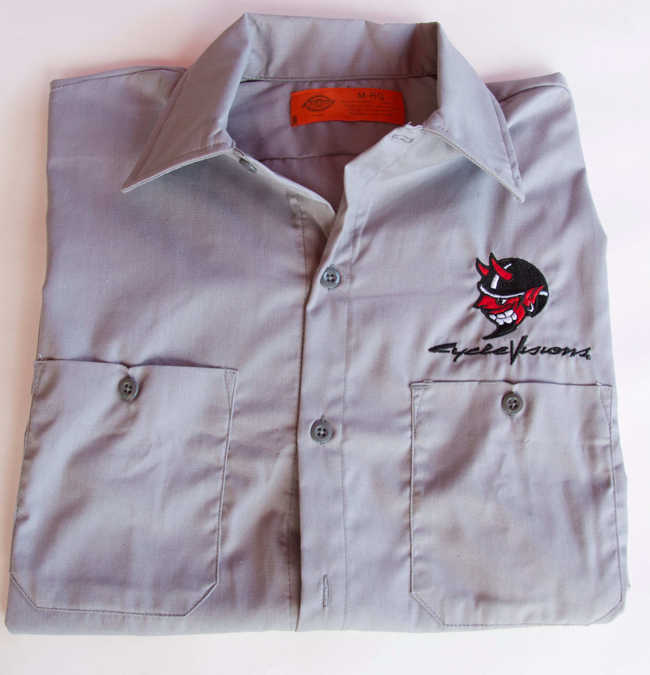 Devil Embroidered Work Shirt (Gray)