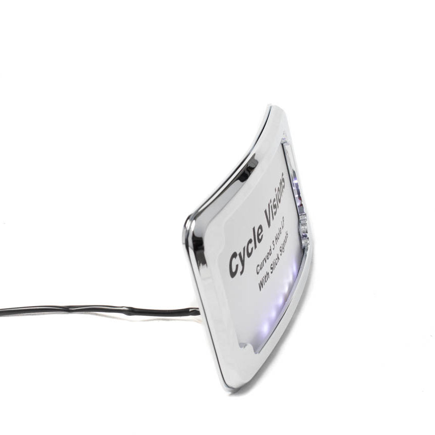 Side view of Curved 3-Hole License Plate Mount with Lights for Harley Davidson Motorcycles